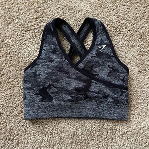 Gymshark Black and Gray Racerback Sports Bra